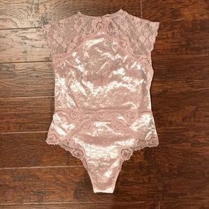 Dusty Rose Velour Lace Victorias Secret Bodysuit